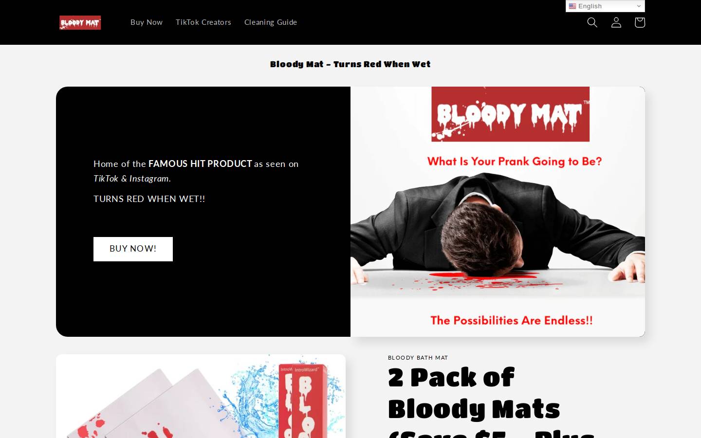 Bloodybathmat homepage screenshot