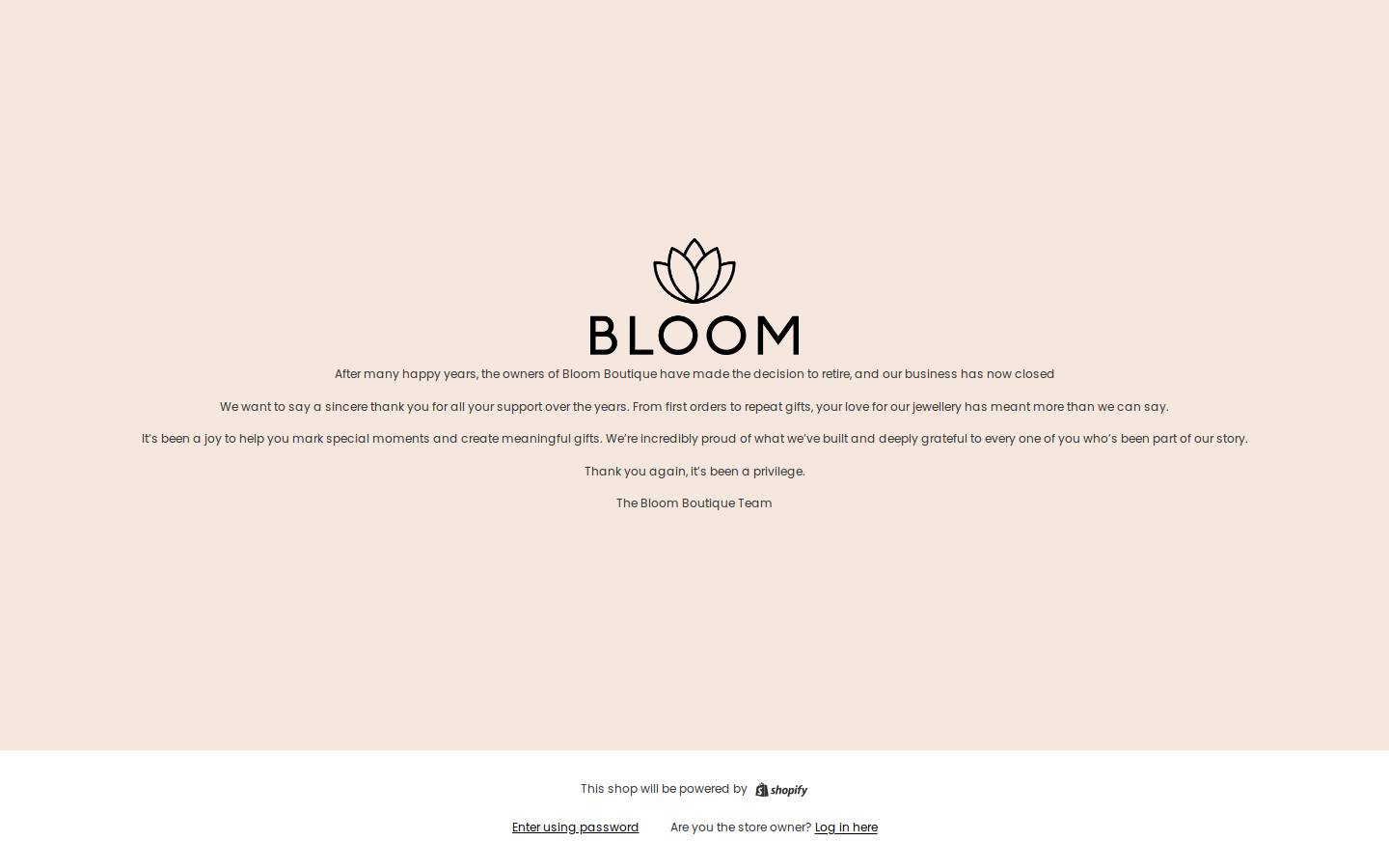 Bloom Boutique Ltd homepage screenshot