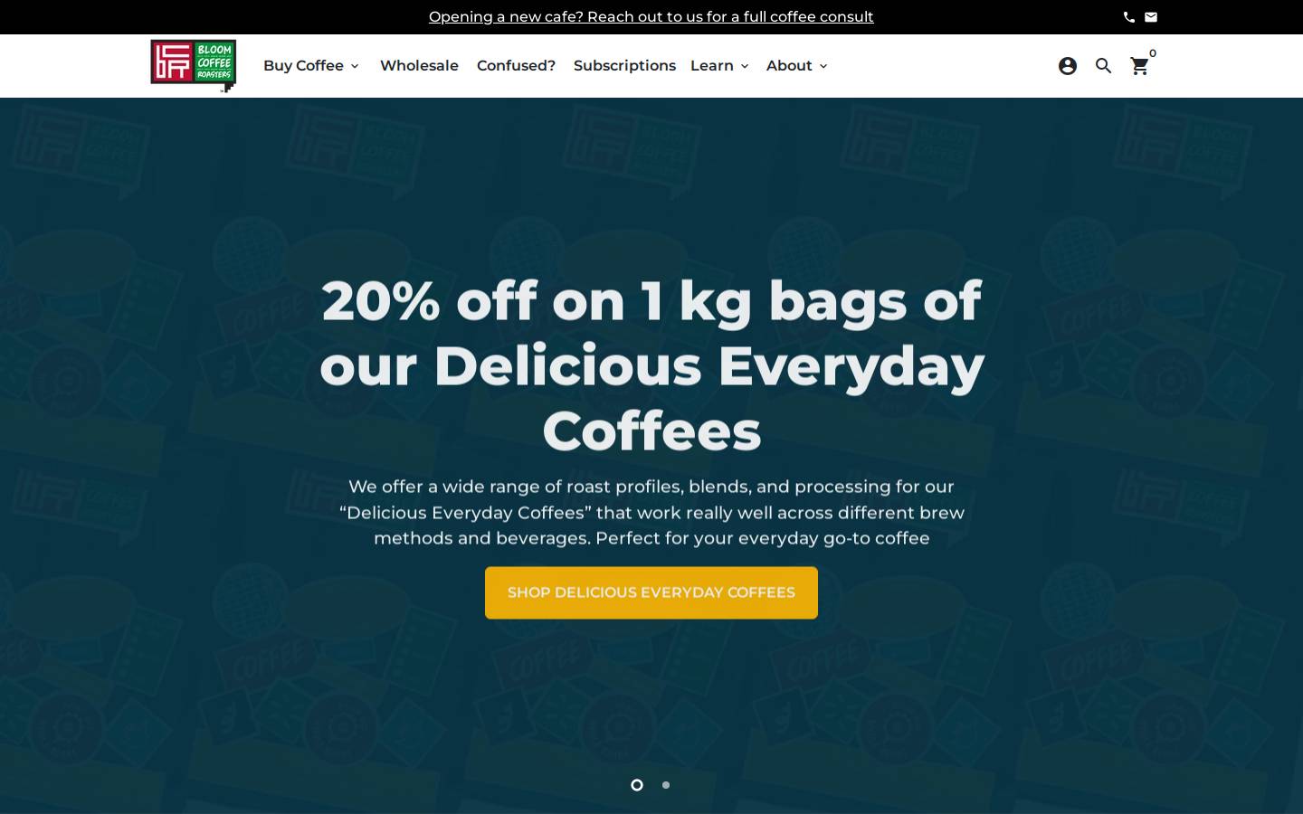 bloomcoffeeroasters.in homepage screenshot
