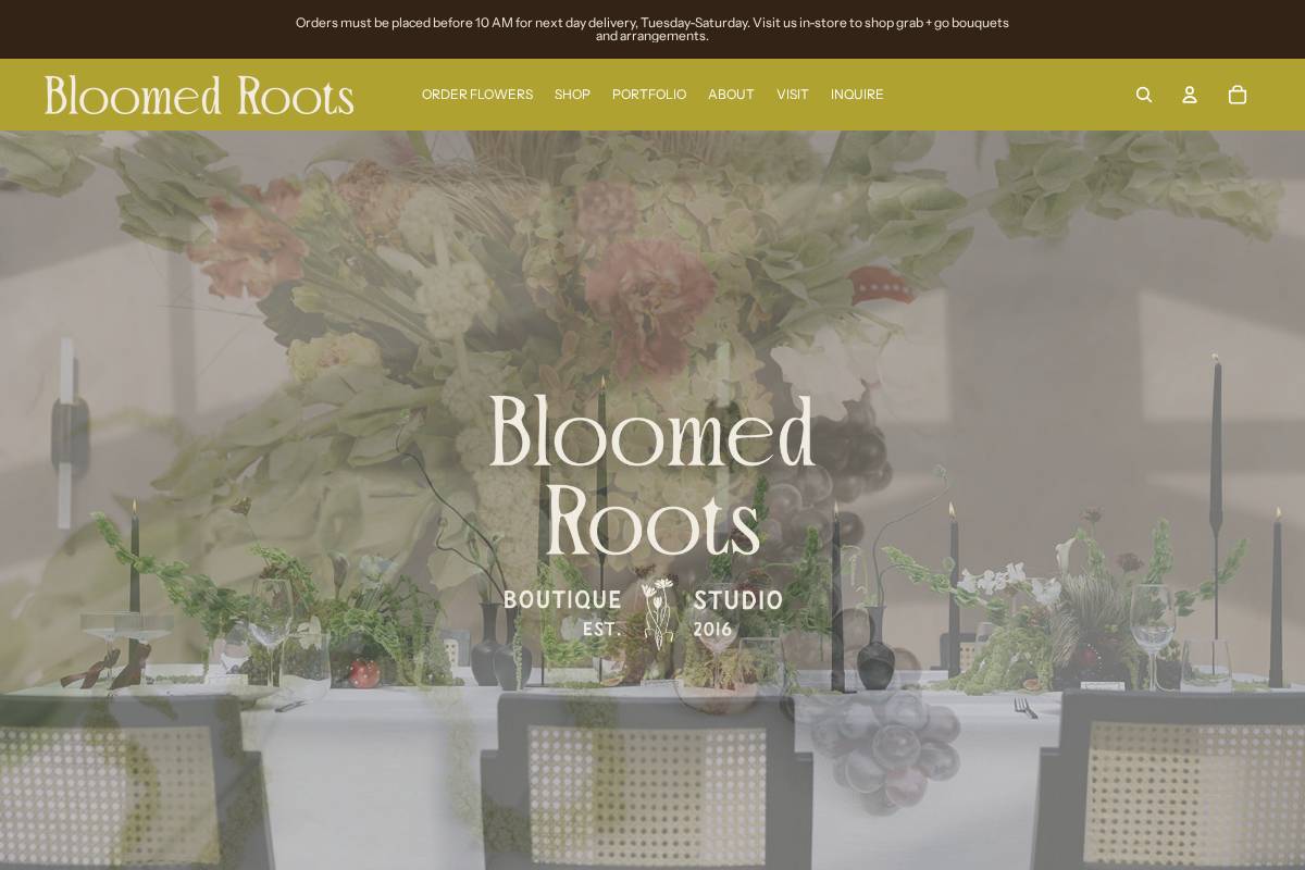 bloomedroots.co homepage screenshot