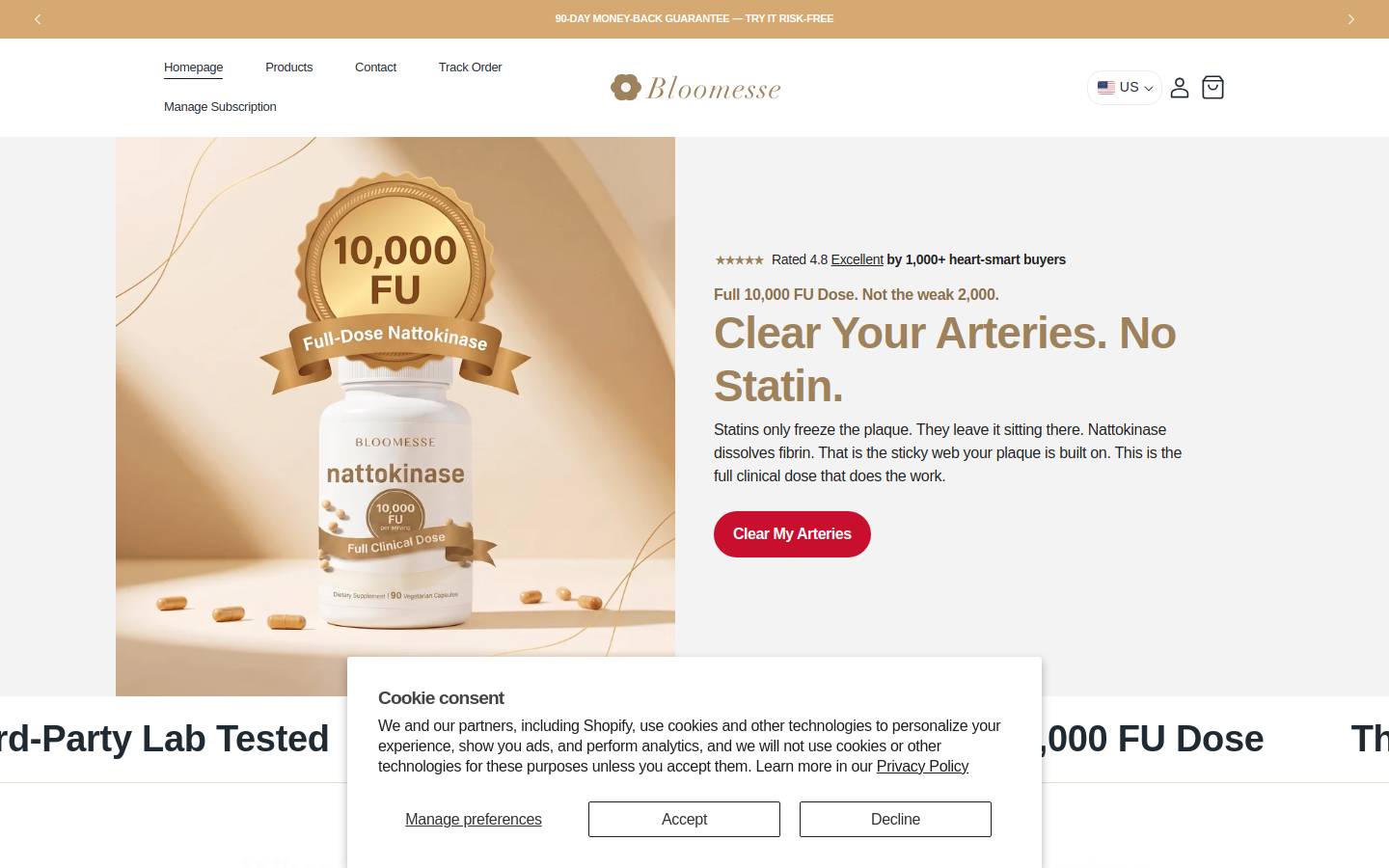 bloomesse.com homepage screenshot