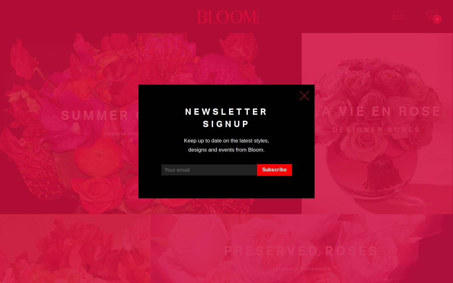Bloom homepage screenshot