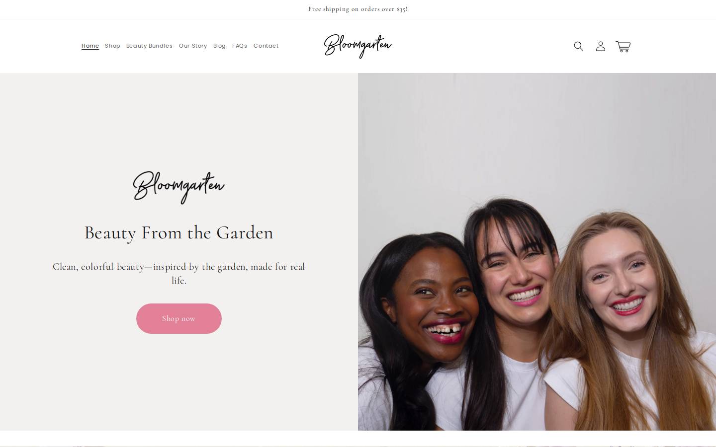 bloomgartenbeauty.com homepage screenshot