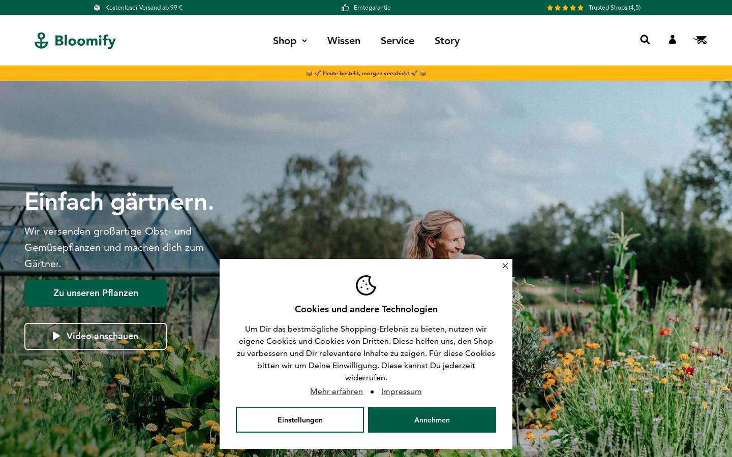 Bloomify homepage screenshot