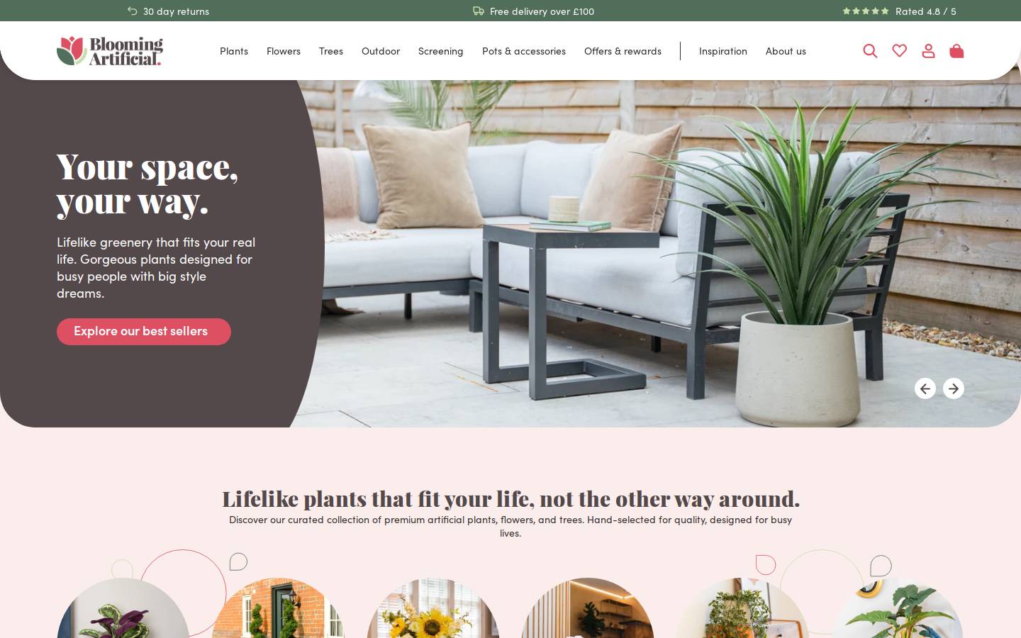 Blooming Artificial homepage screenshot