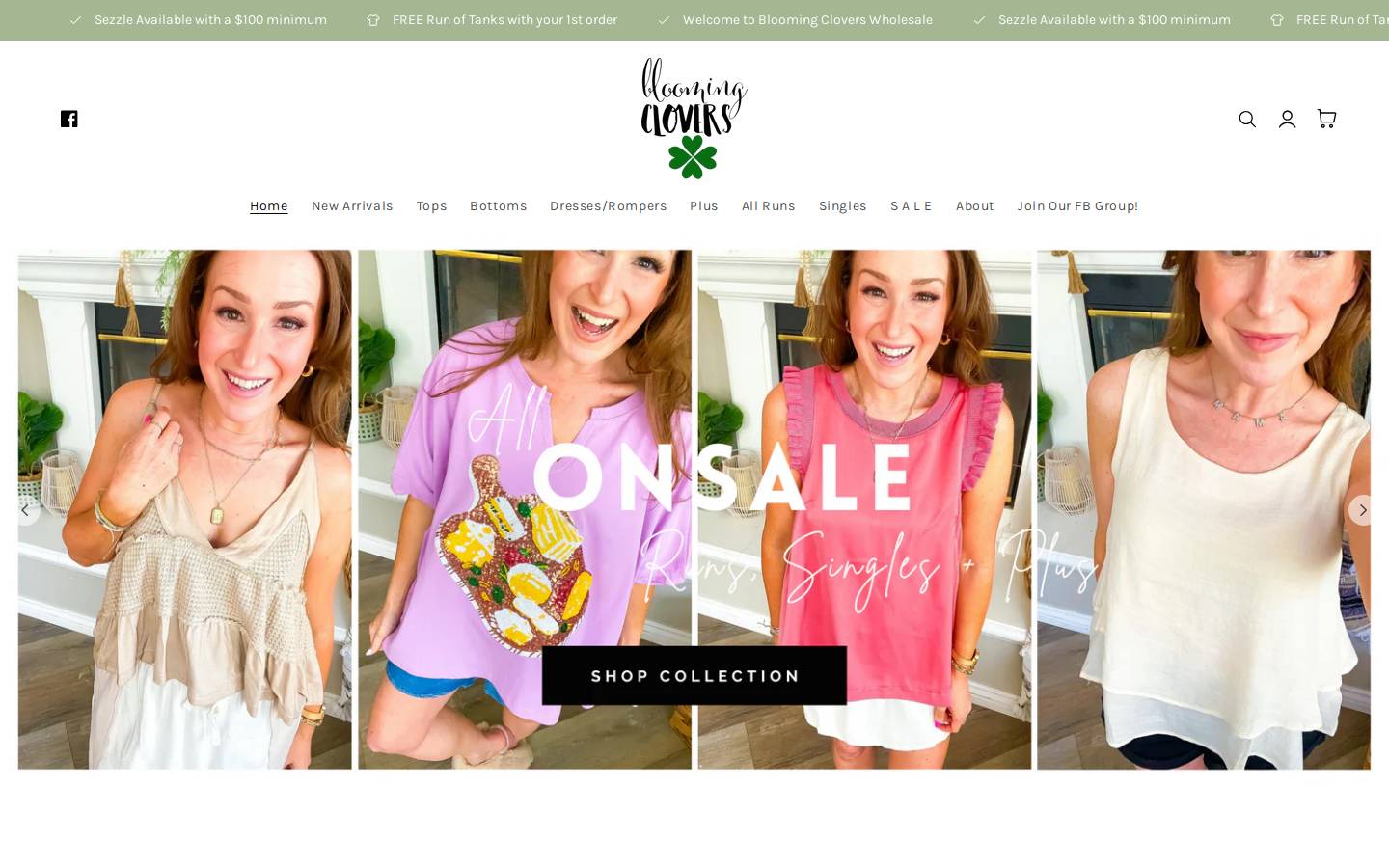 bloomingcloverswholesale.com homepage screenshot