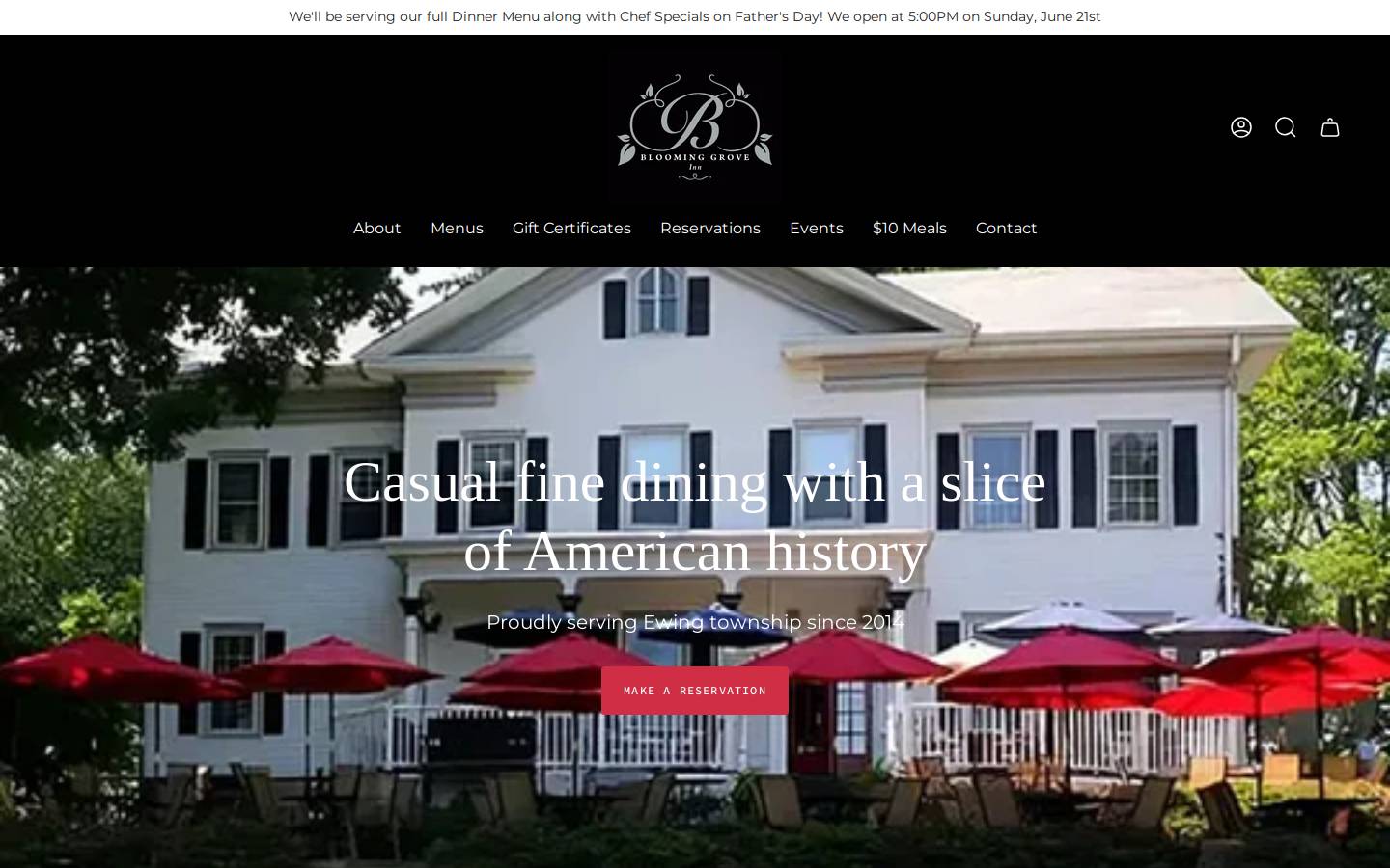bloominggroveinn.com homepage screenshot