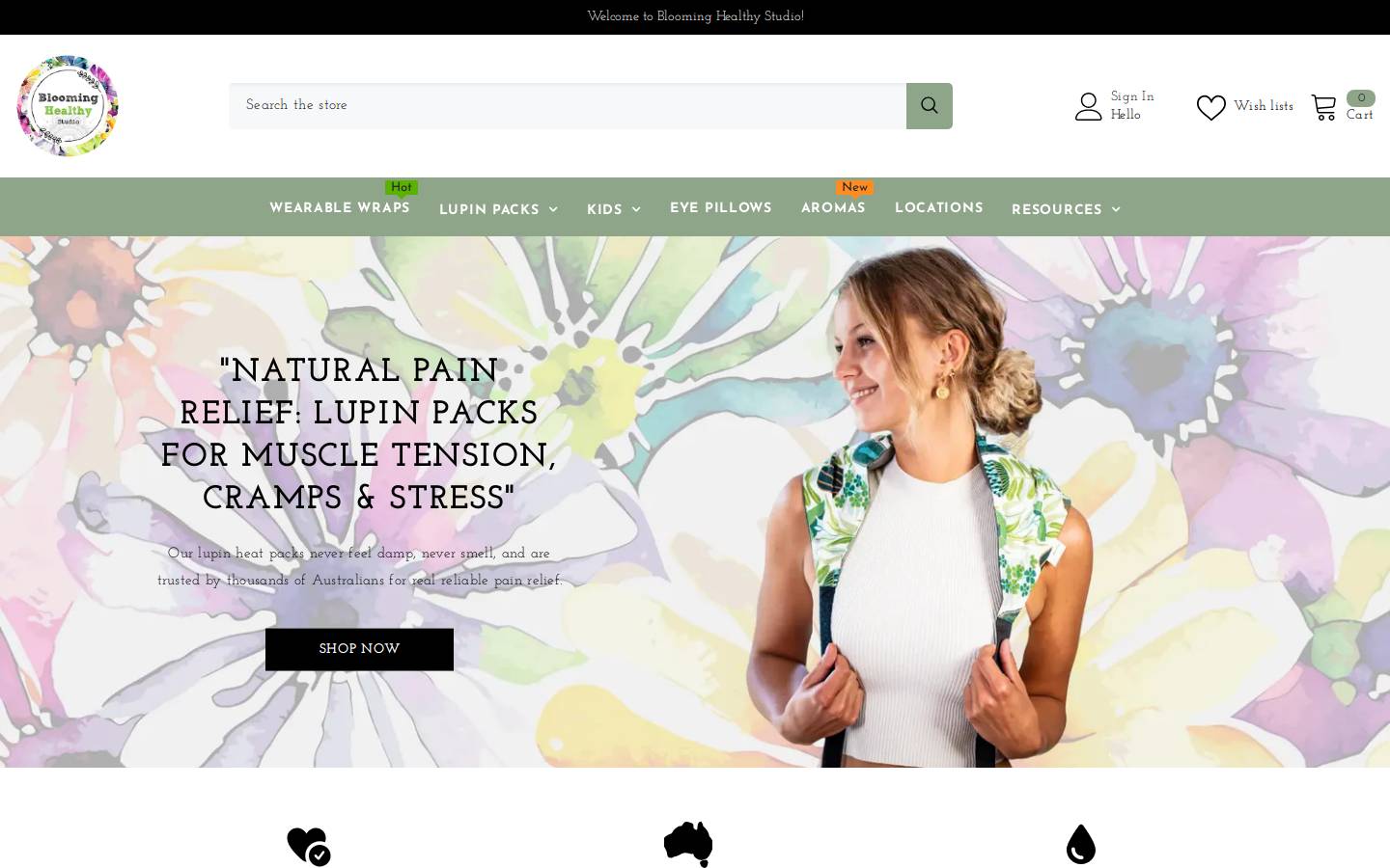 bloominghealthystudio.com homepage screenshot