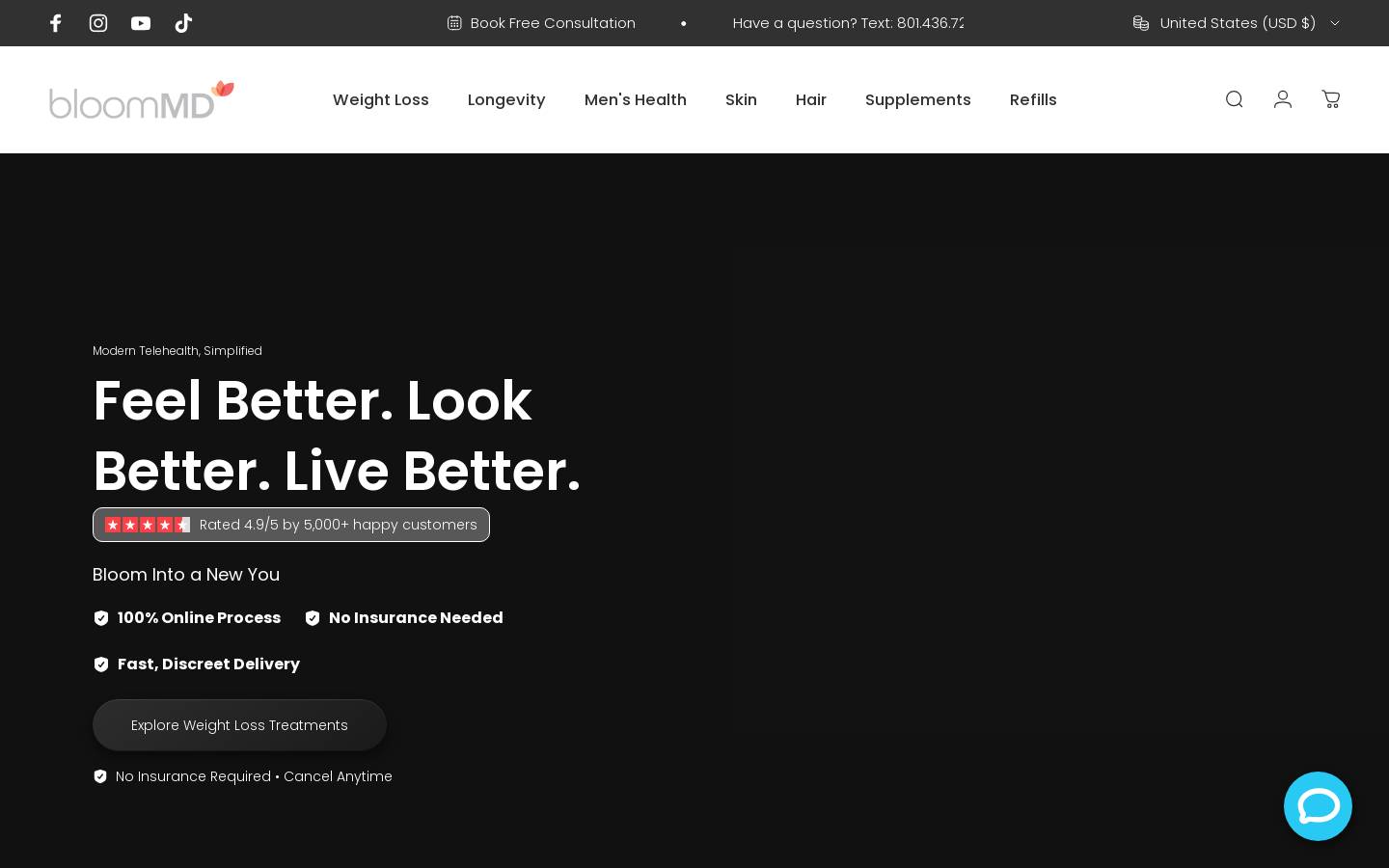 Bloommd homepage screenshot