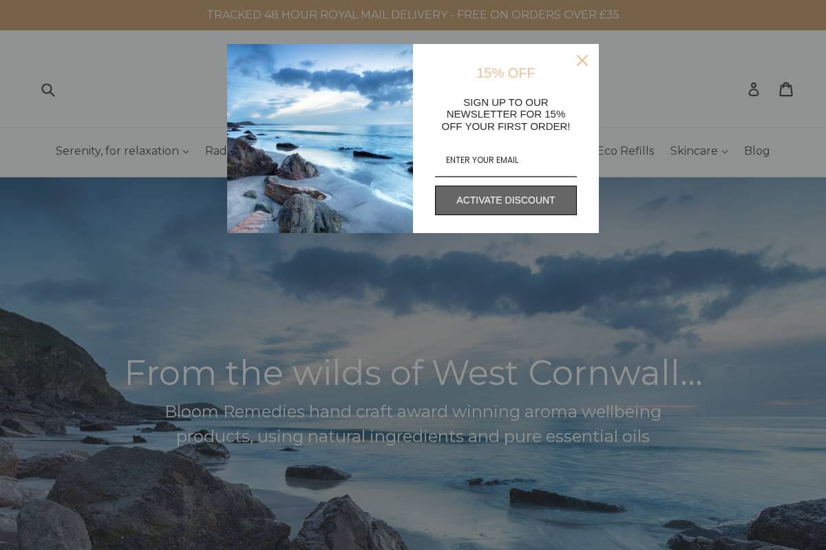 Bloom Remedies homepage screenshot