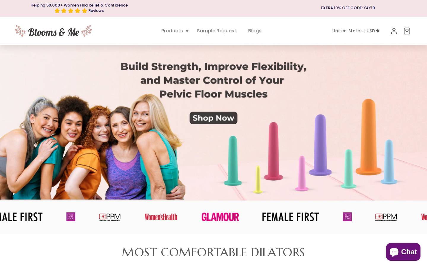 bloomsandme.com homepage screenshot