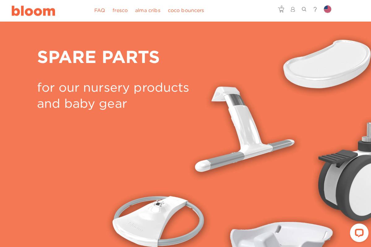bloomspareparts.com homepage screenshot