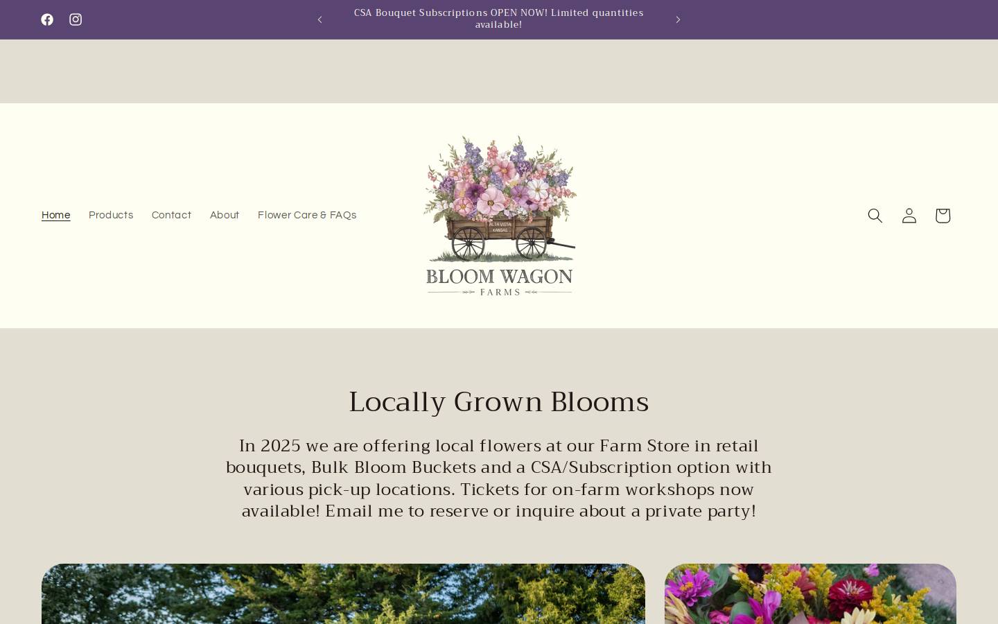 bloomwagonfarms.com homepage screenshot