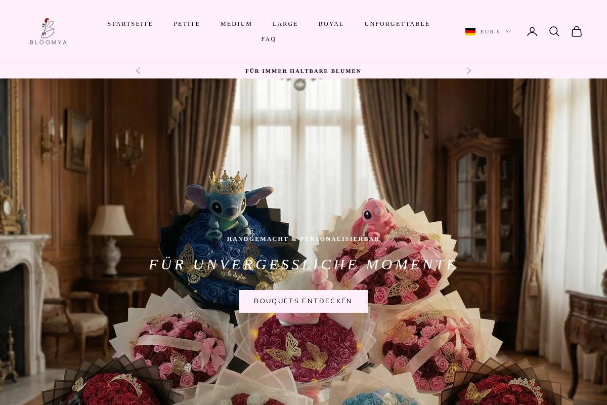 Bloomya homepage screenshot