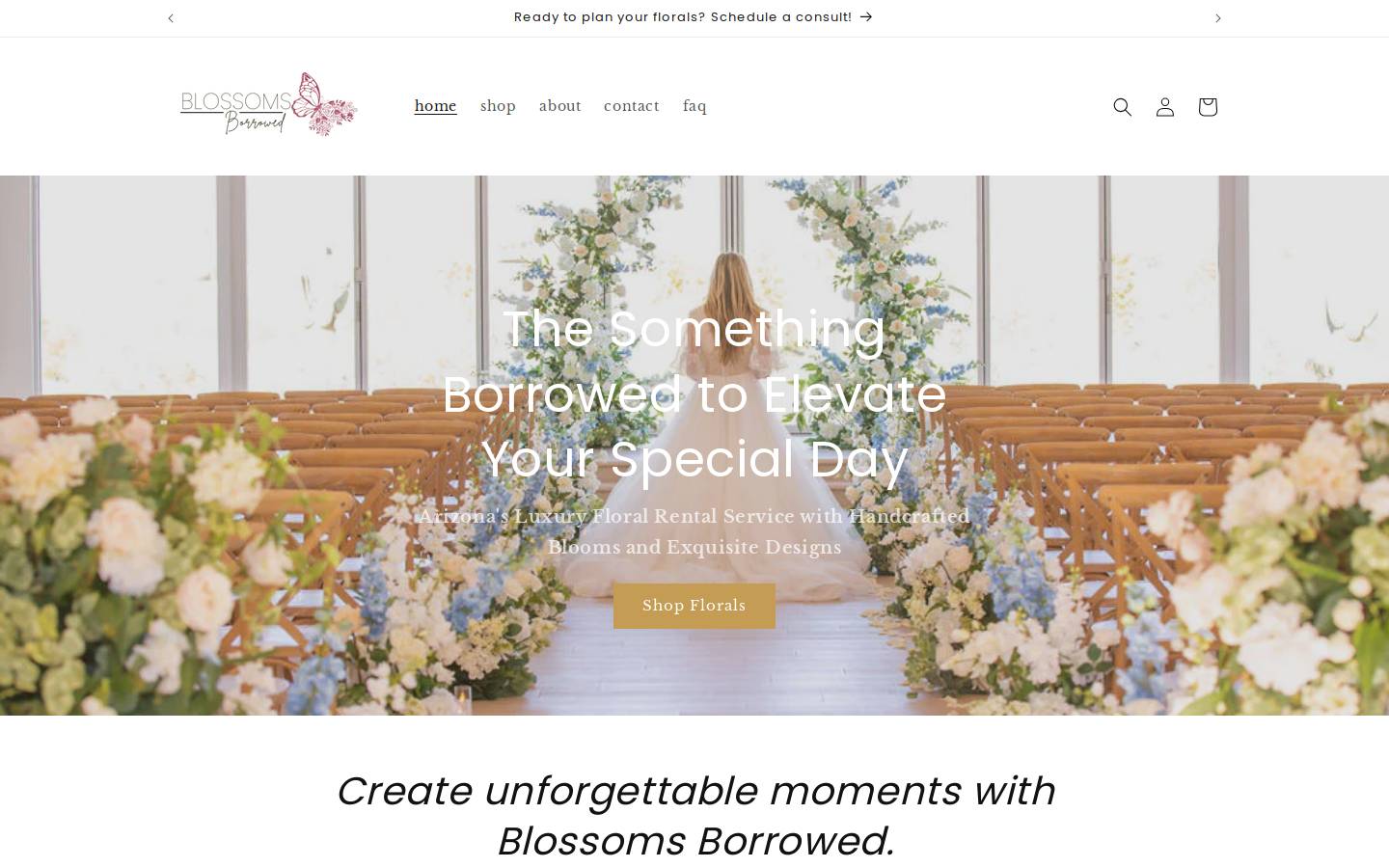 blossomsborrowed.com homepage screenshot