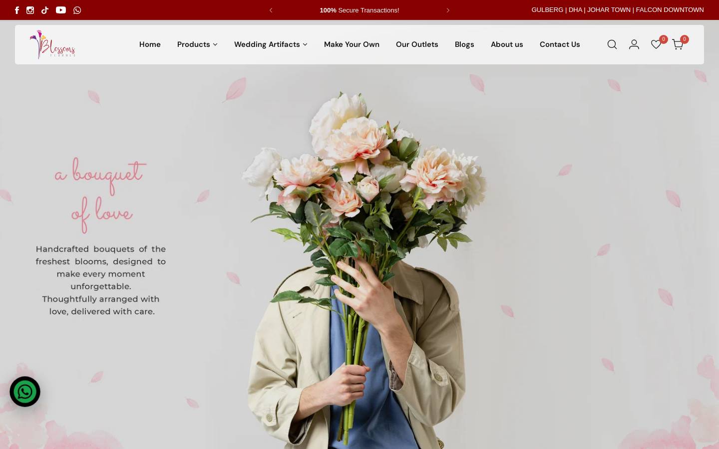 Blossoms florals homepage screenshot