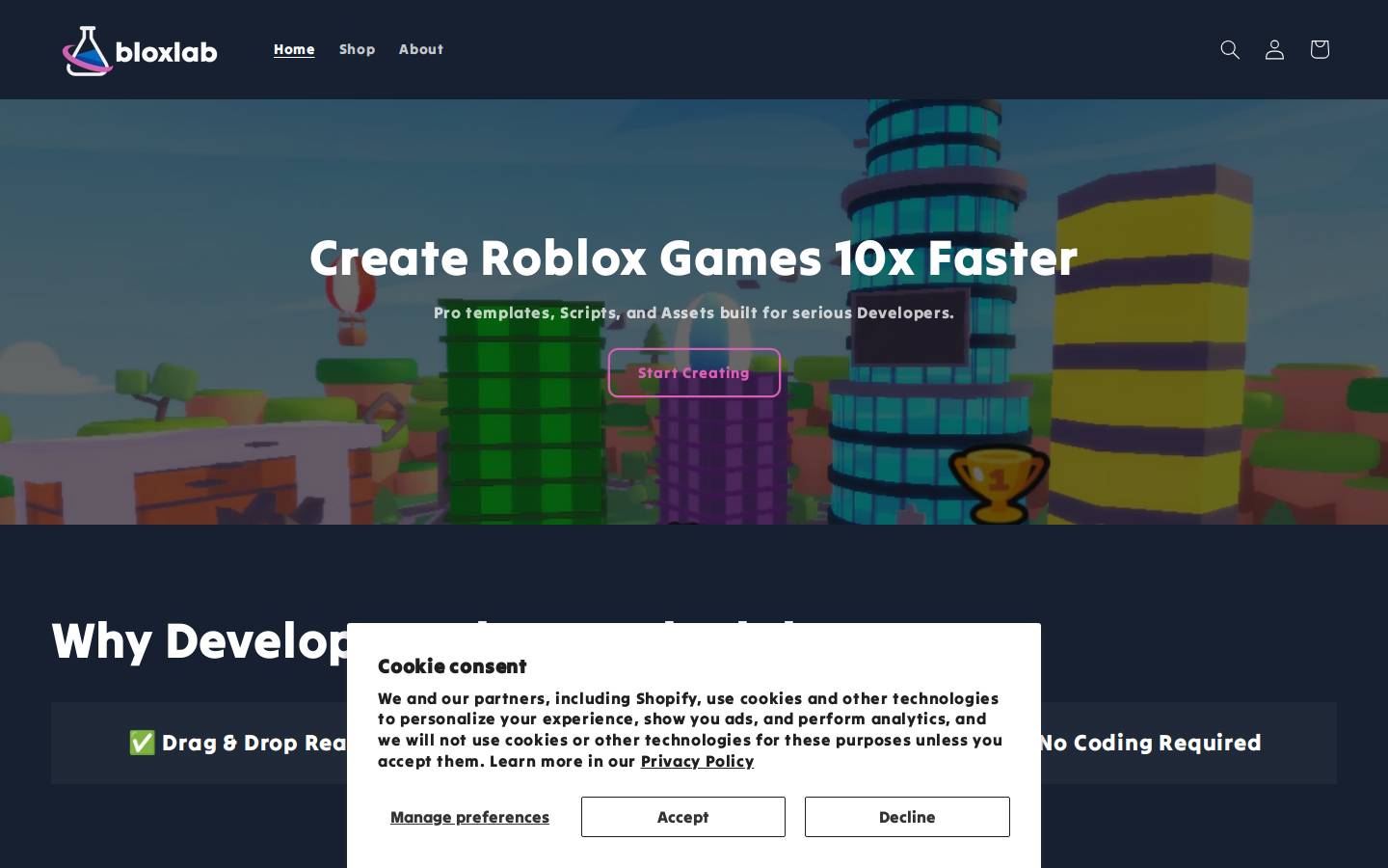 bloxlab.store homepage screenshot