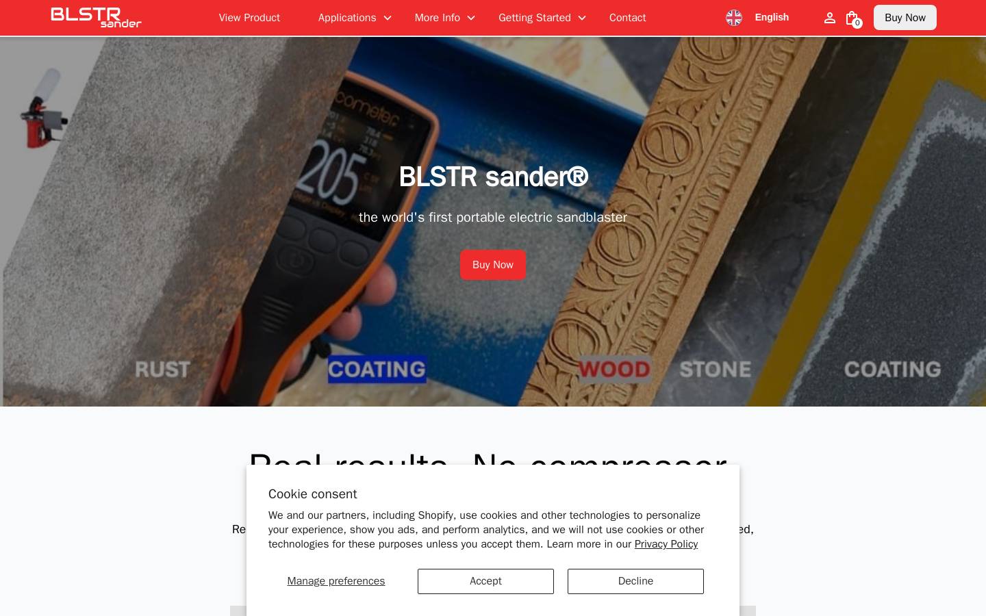BLSTR sander homepage screenshot