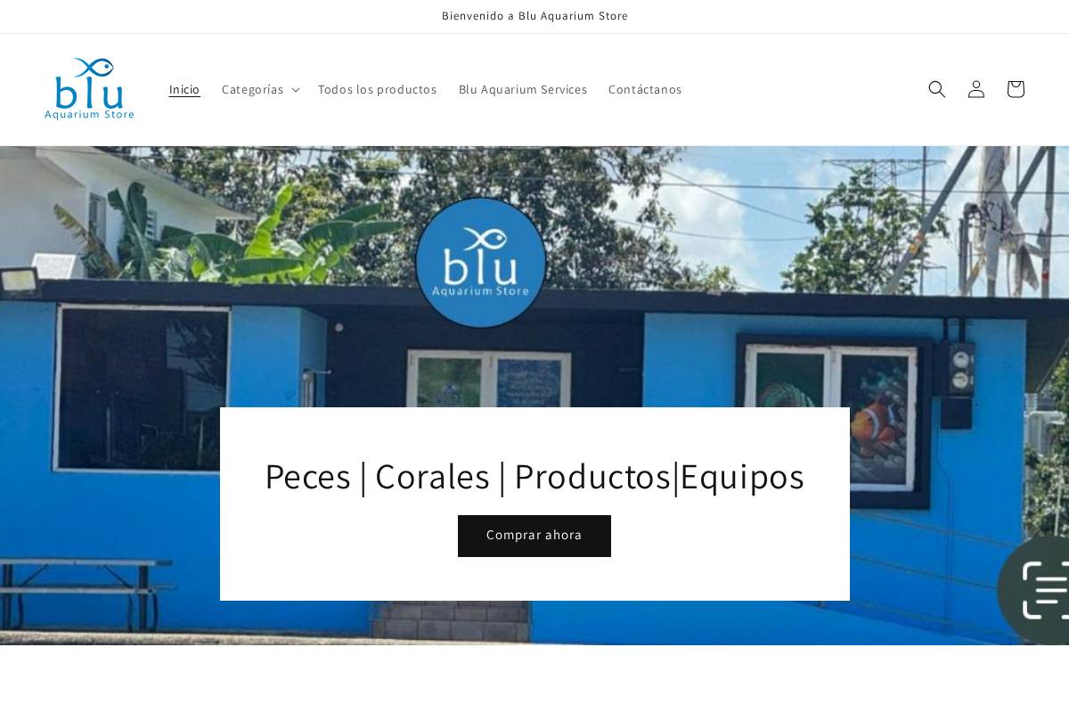 bluaquariumstore.com homepage screenshot
