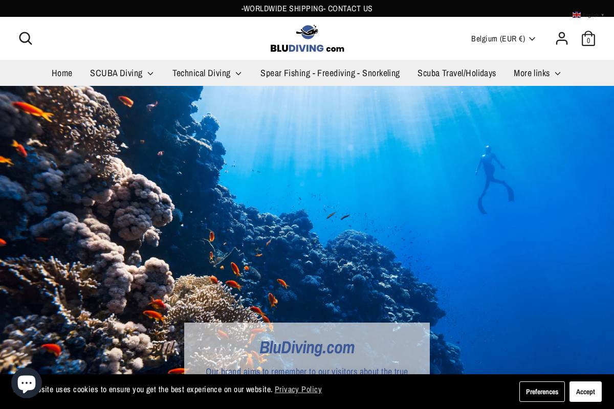 BluDiving.com homepage screenshot