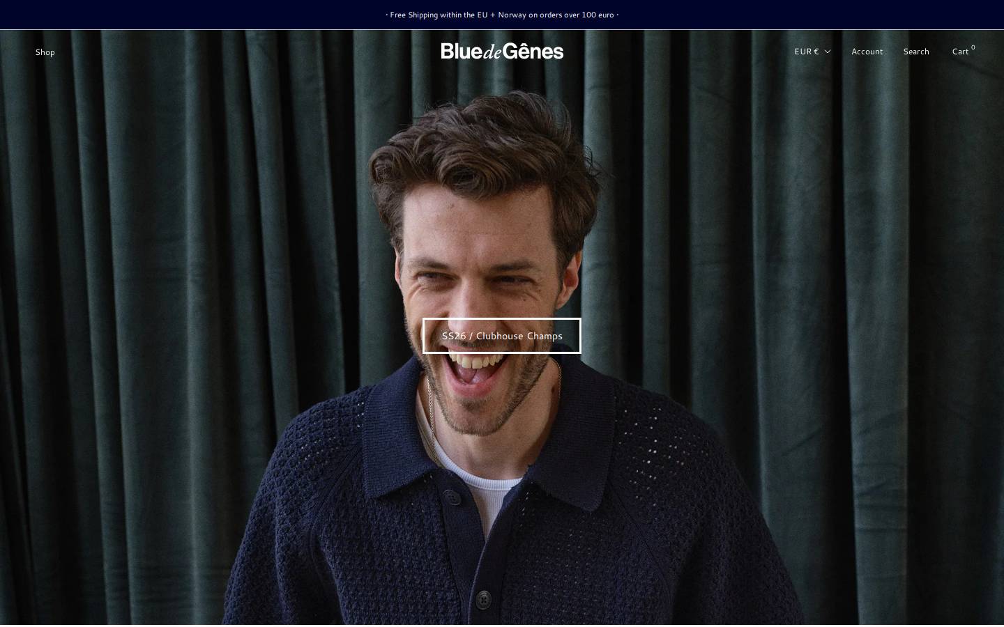 Blue de Gênes homepage screenshot