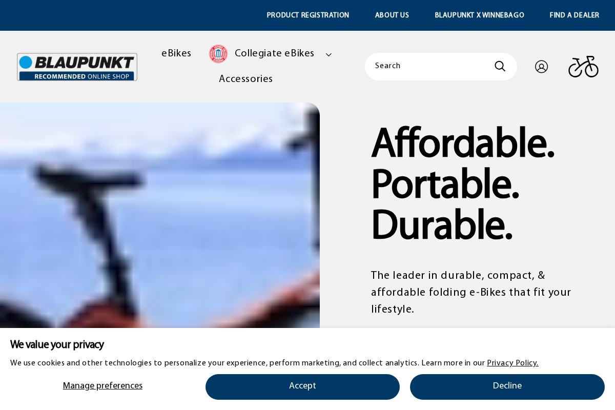 Blaupunkt eBikes homepage screenshot