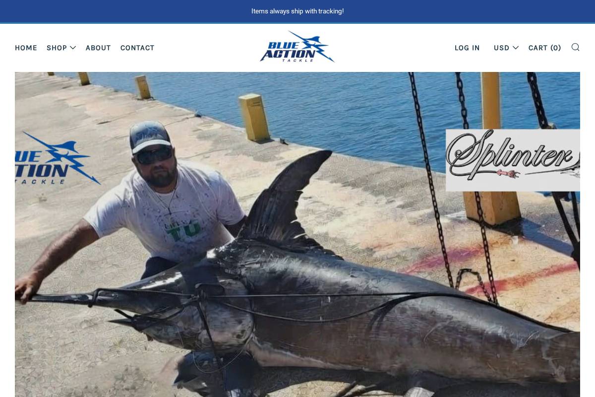 blueactiontackle.com homepage screenshot