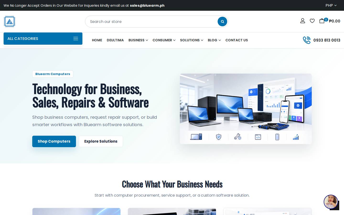bluearm.ph homepage screenshot