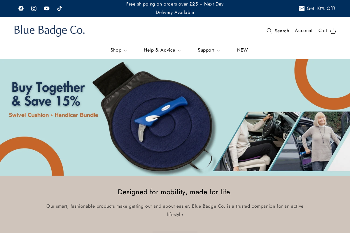 Blue Badge Co homepage screenshot