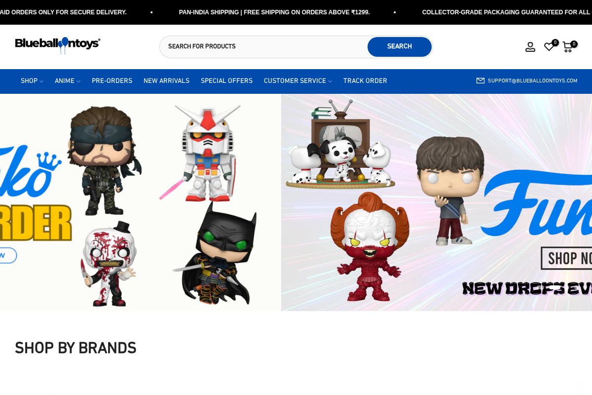 Blue Balloon Toys homepage screenshot