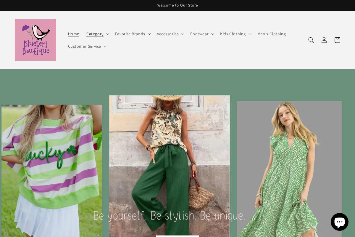 blueberiboutique.com homepage screenshot