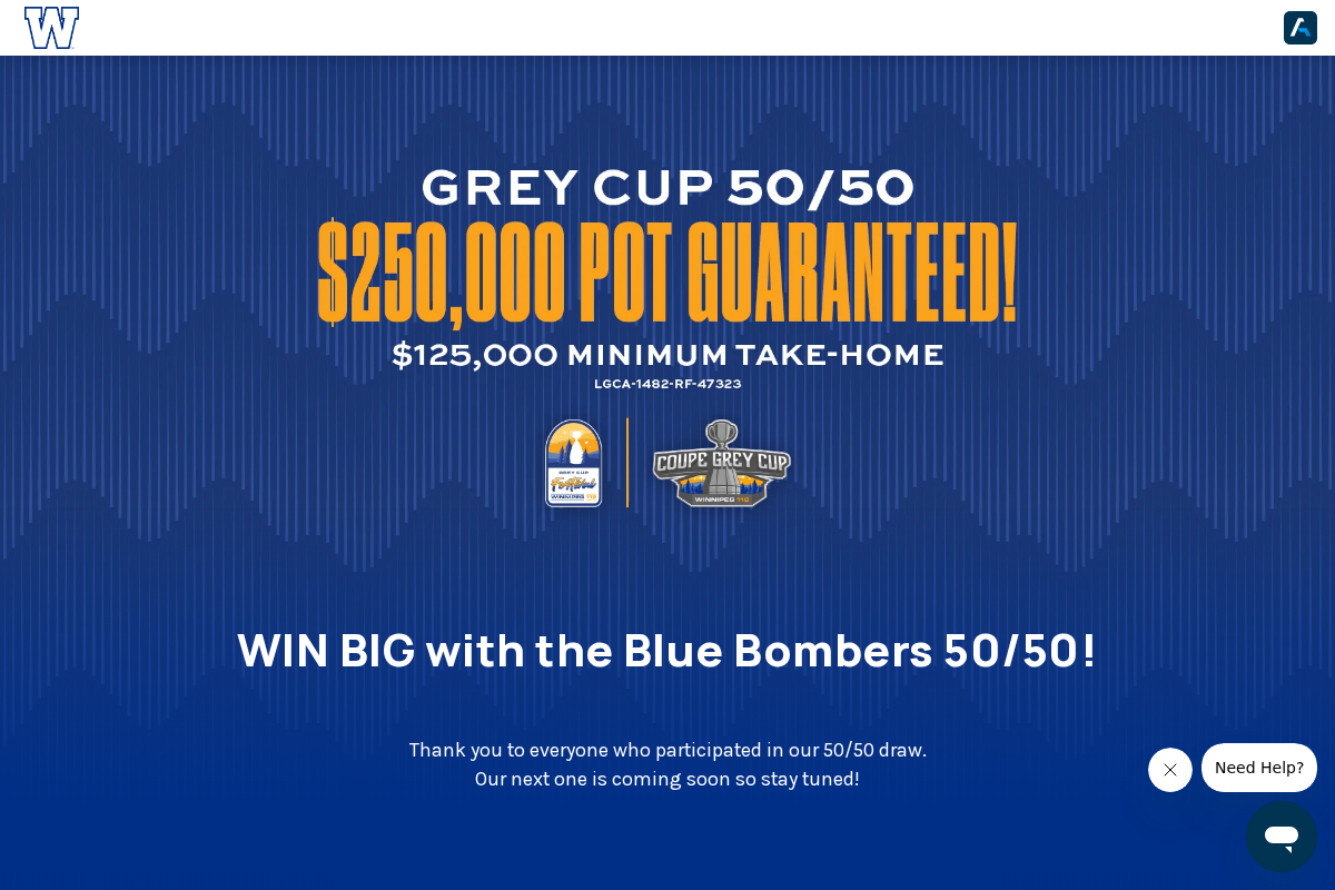 bluebombers5050.com homepage screenshot