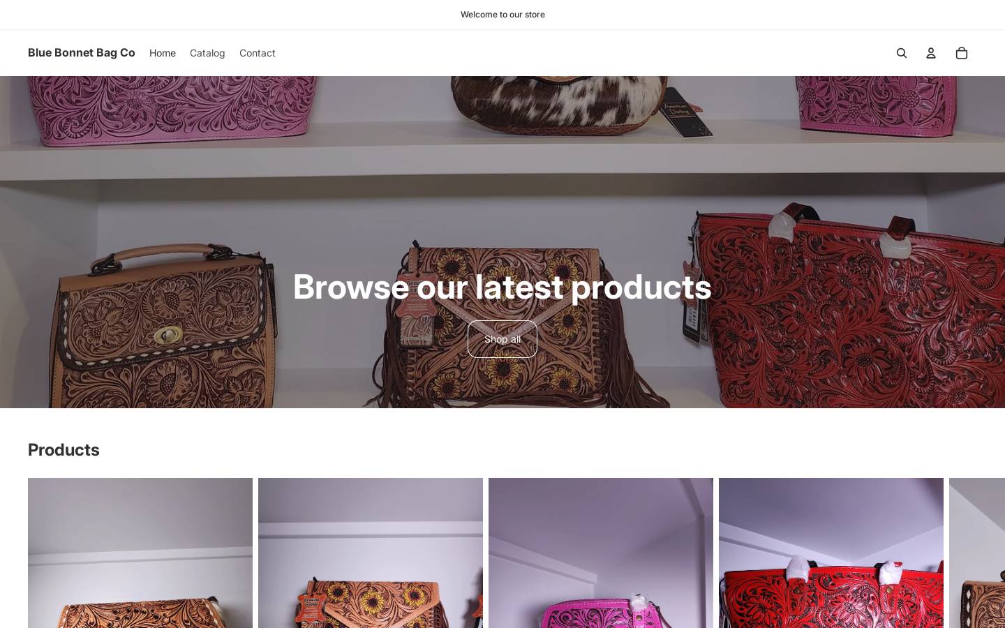 bluebonnetbagco.com homepage screenshot