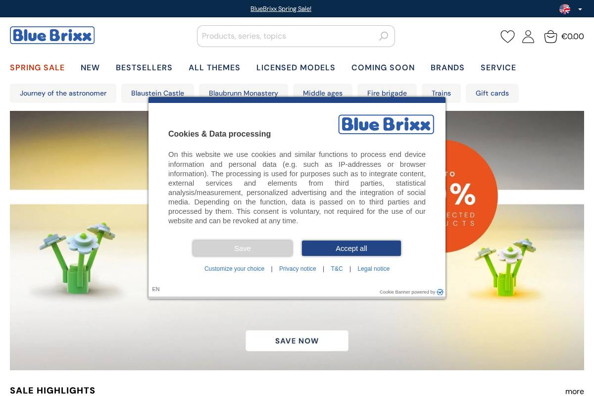 BlueBrixx homepage screenshot