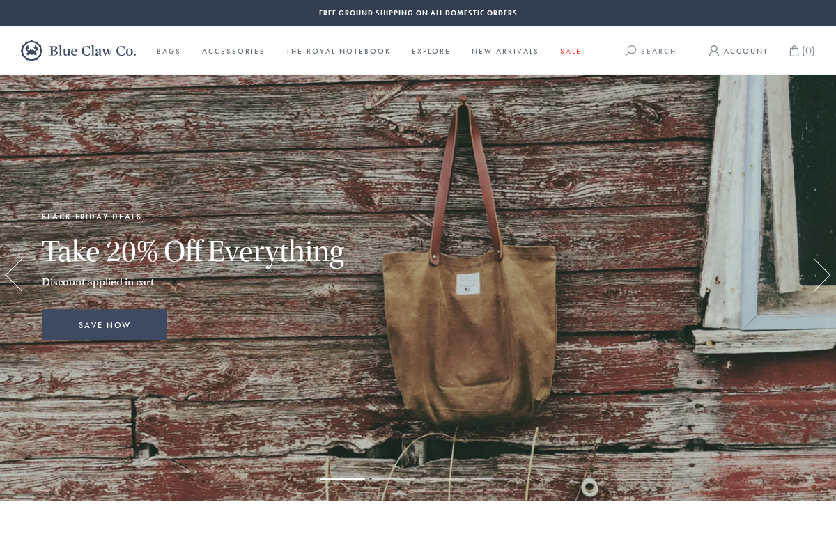 Blueclawco homepage screenshot