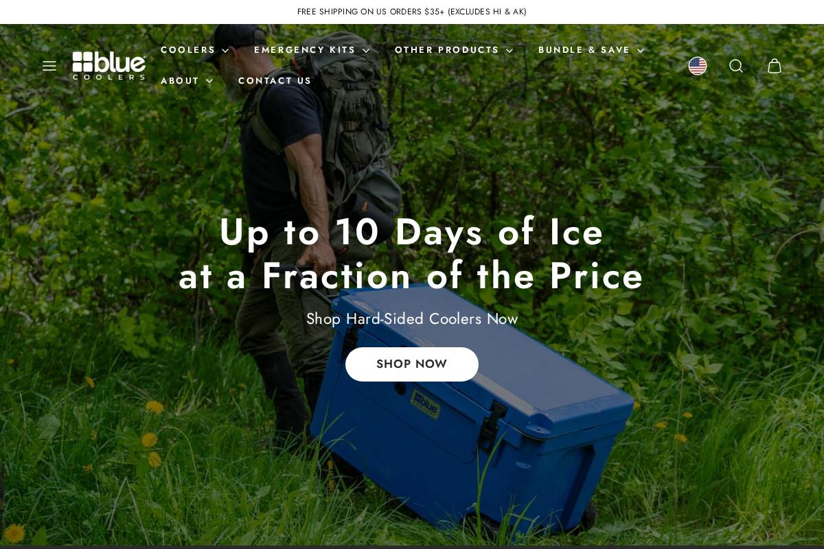 bluecoolers.com homepage screenshot