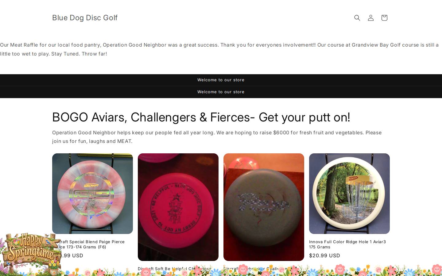 bluedogdiscgolf.com homepage screenshot