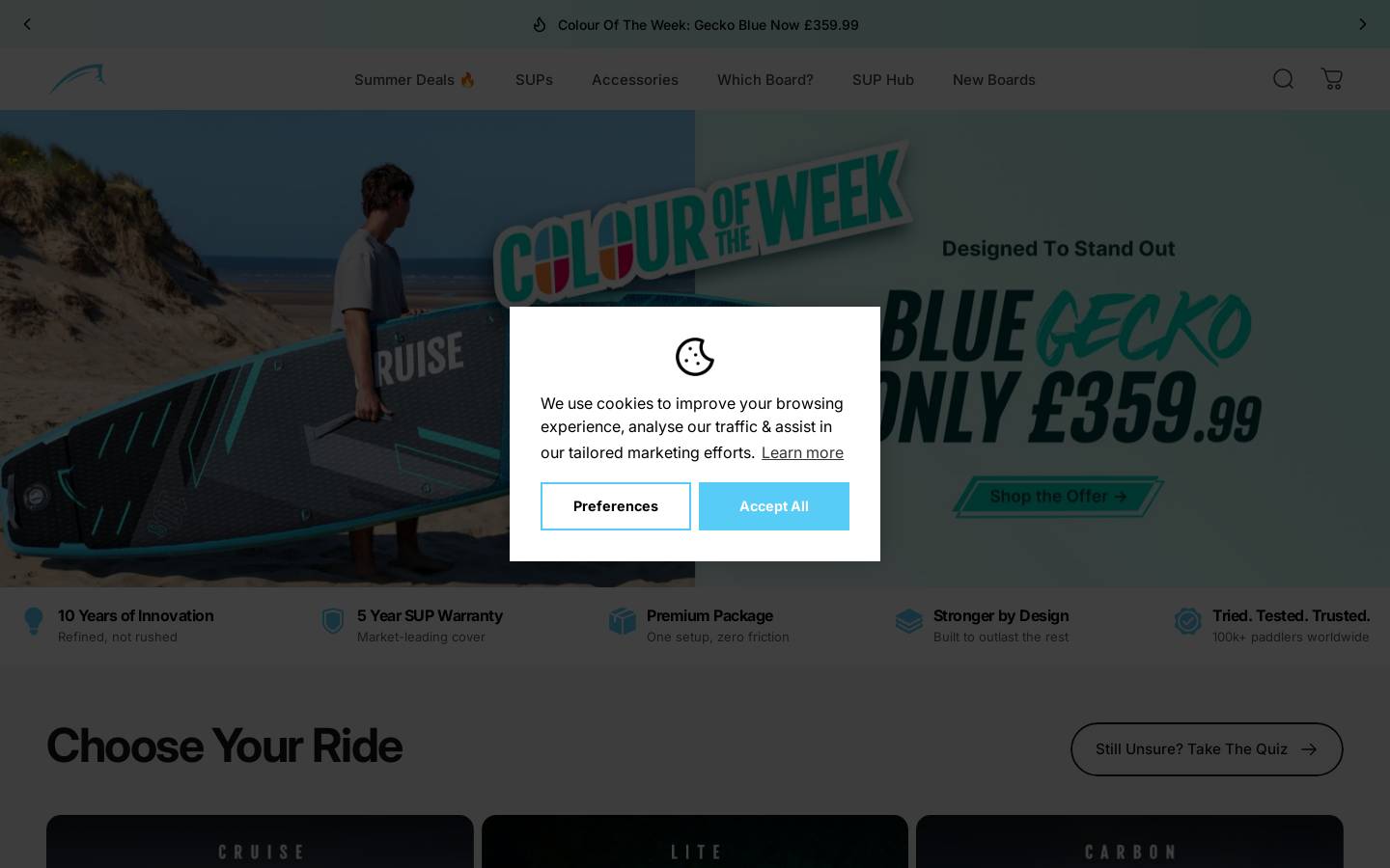 Bluefin SUP homepage screenshot