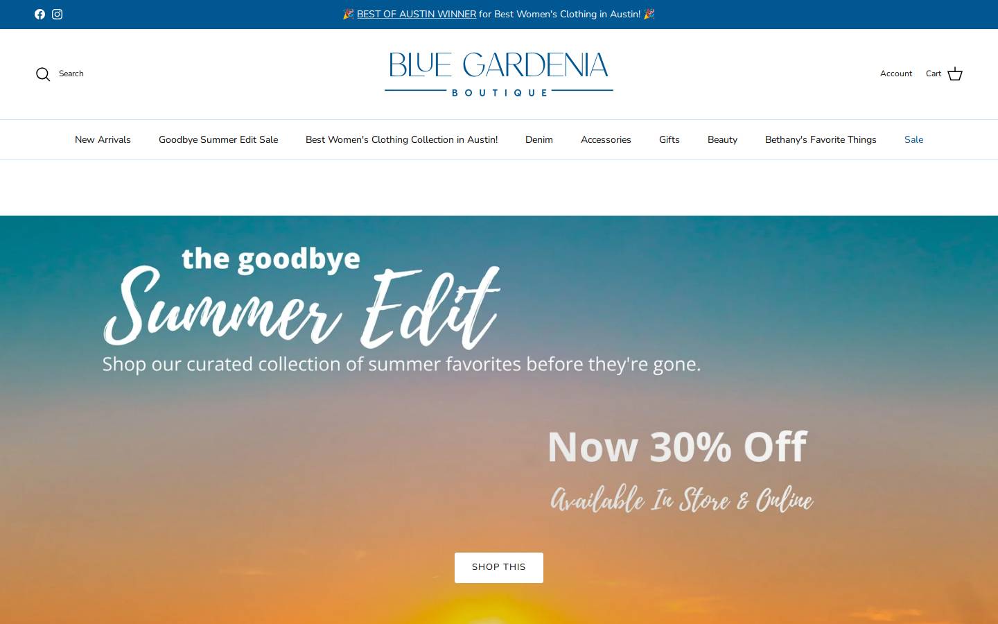 bluegardeniaboutique.com homepage screenshot