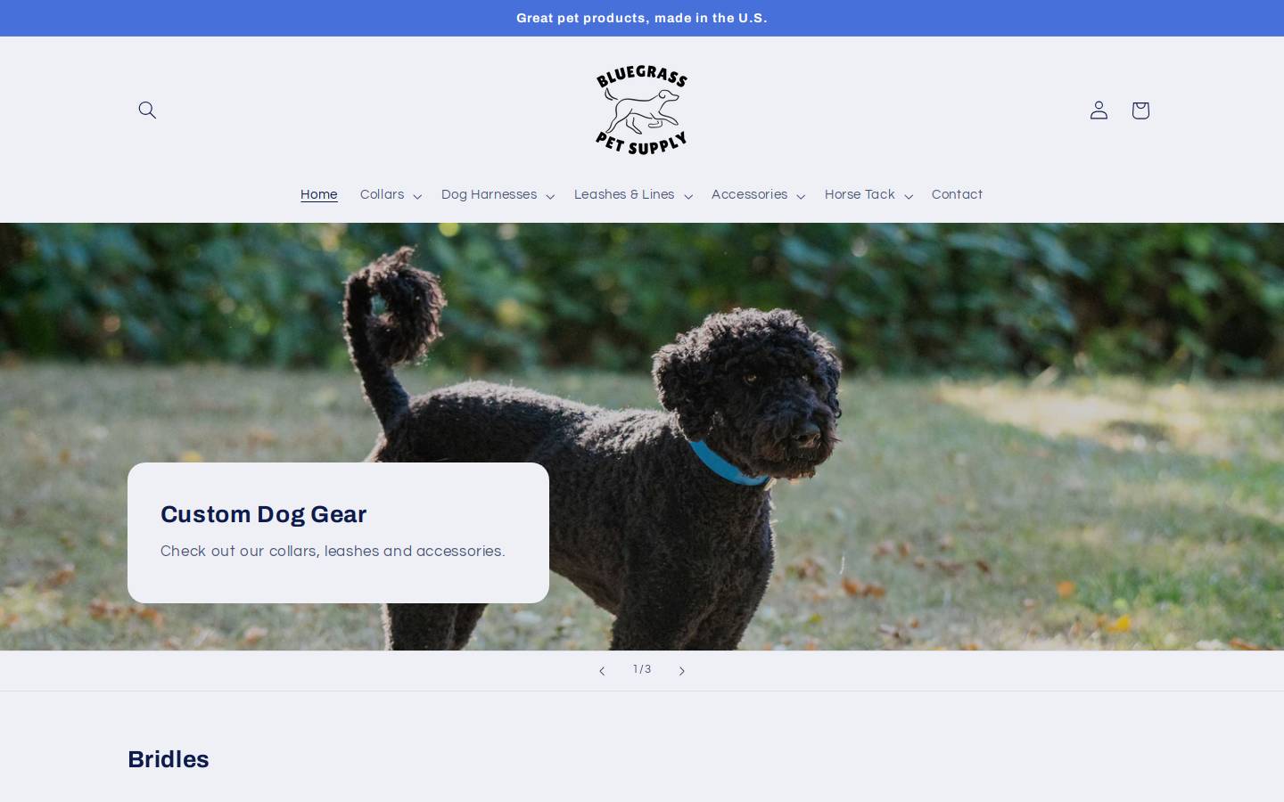 bluegrasspetsupply.com homepage screenshot