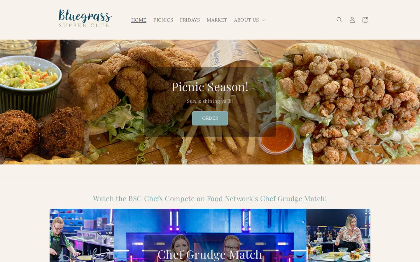 bluegrasssupperclub.com homepage screenshot