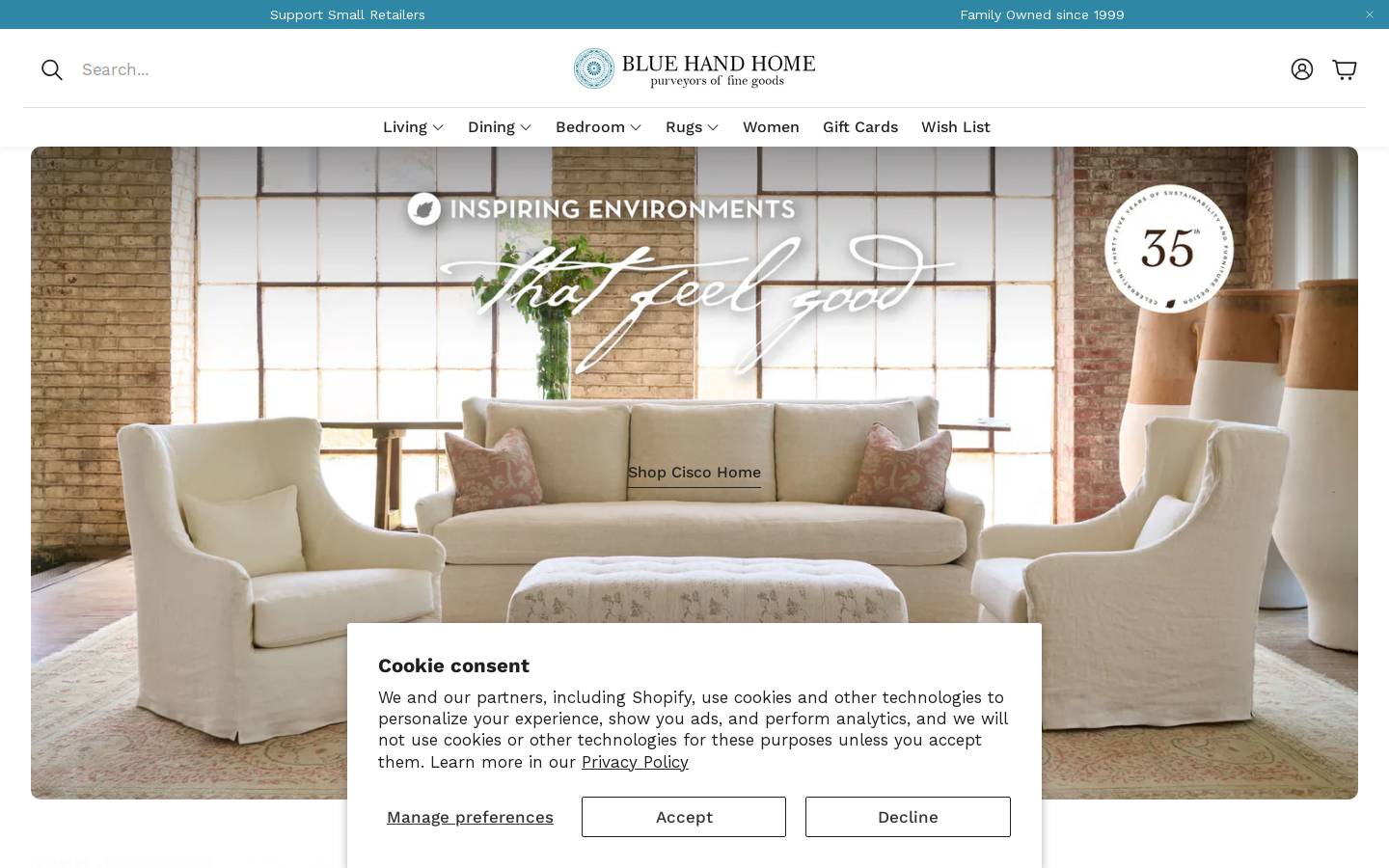 bluehandhome.com homepage screenshot