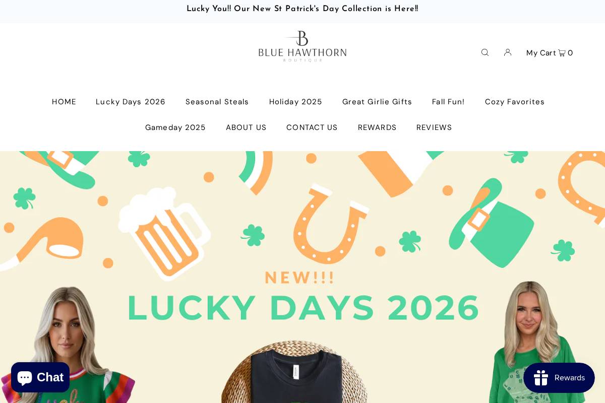 bluehawthornboutique.com homepage screenshot