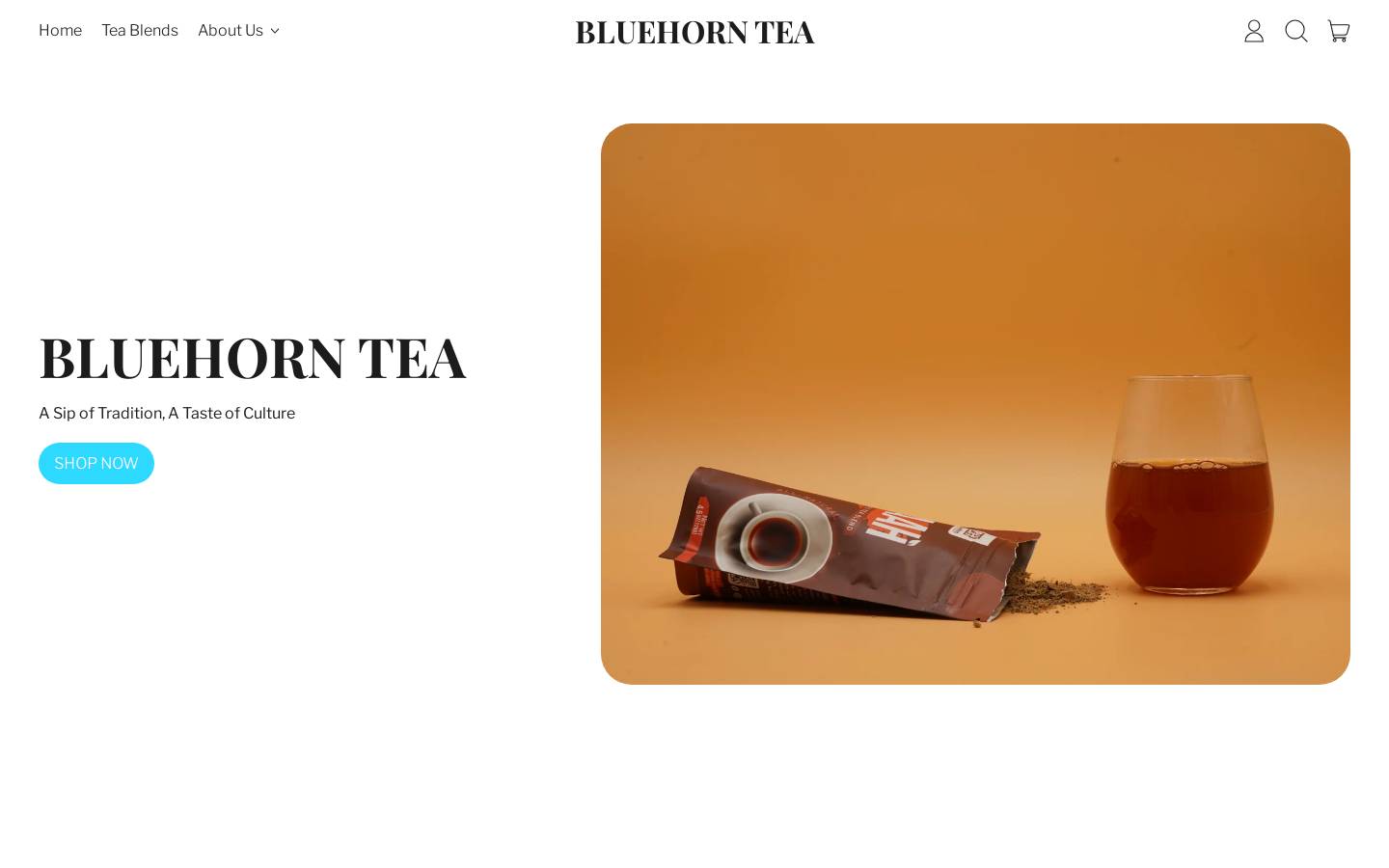 bluehorntea.com homepage screenshot