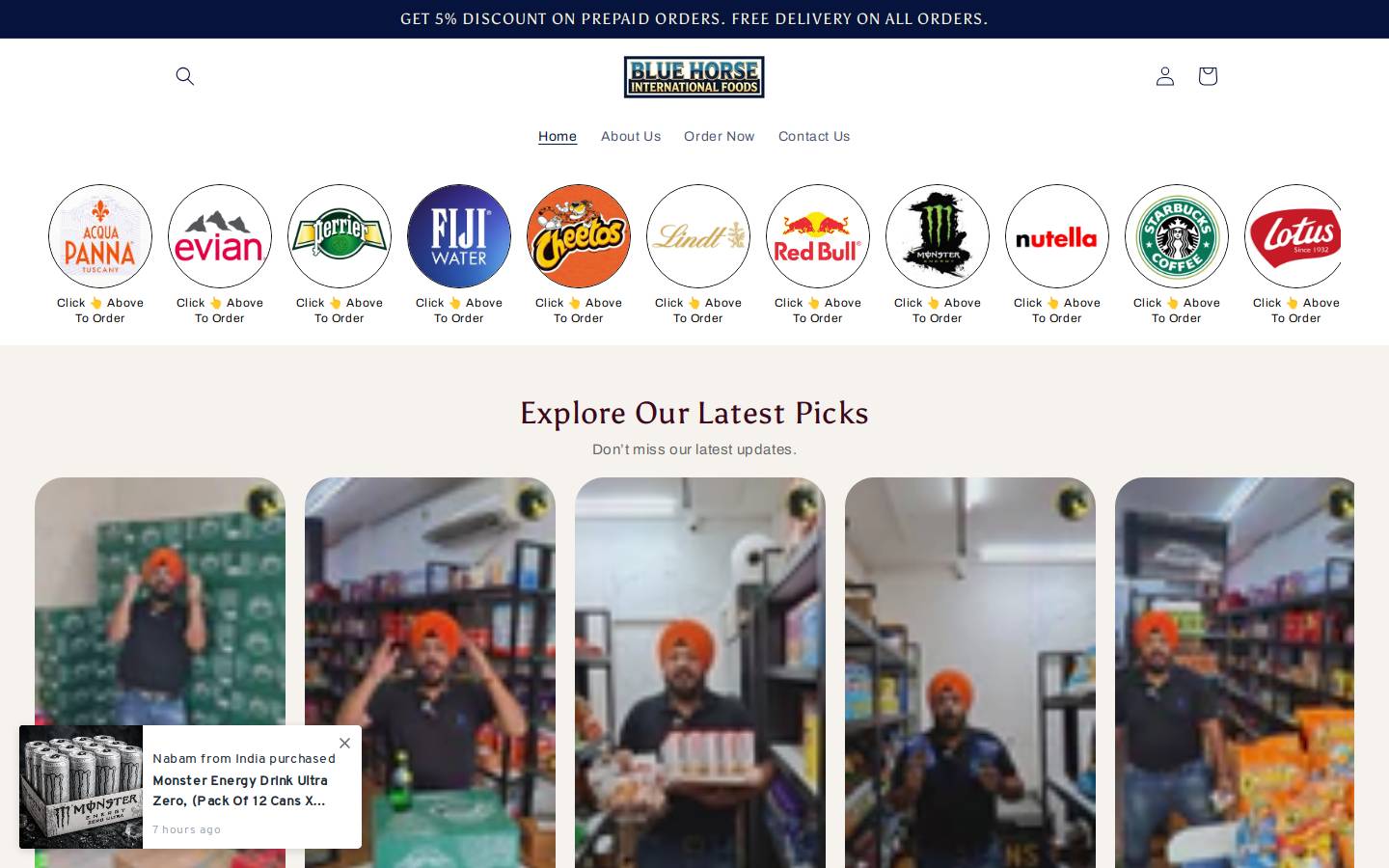 bluehorseinternationalfoods.com homepage screenshot