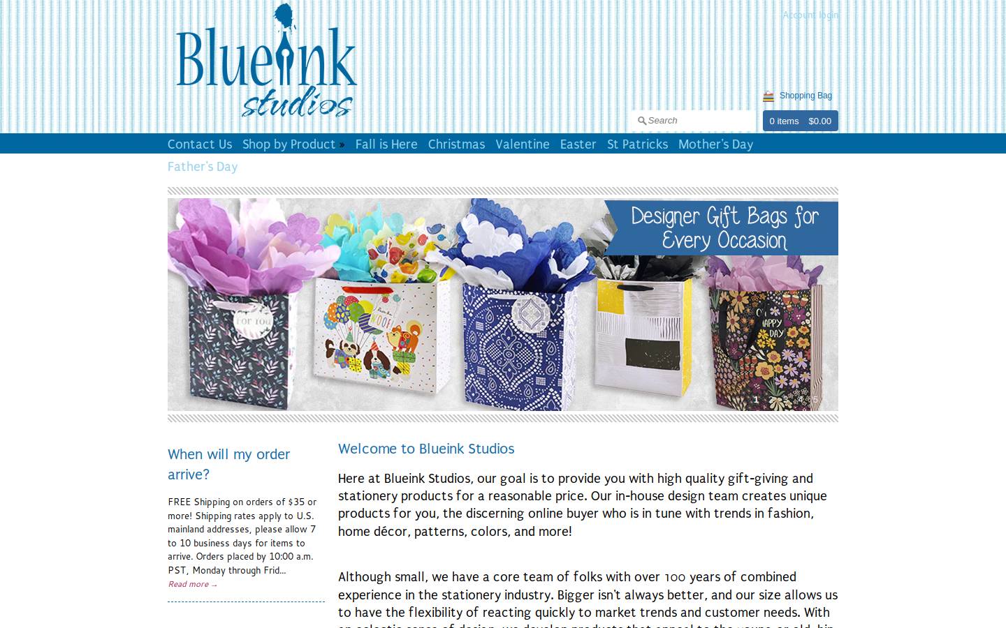 blueinkstudios.com homepage screenshot