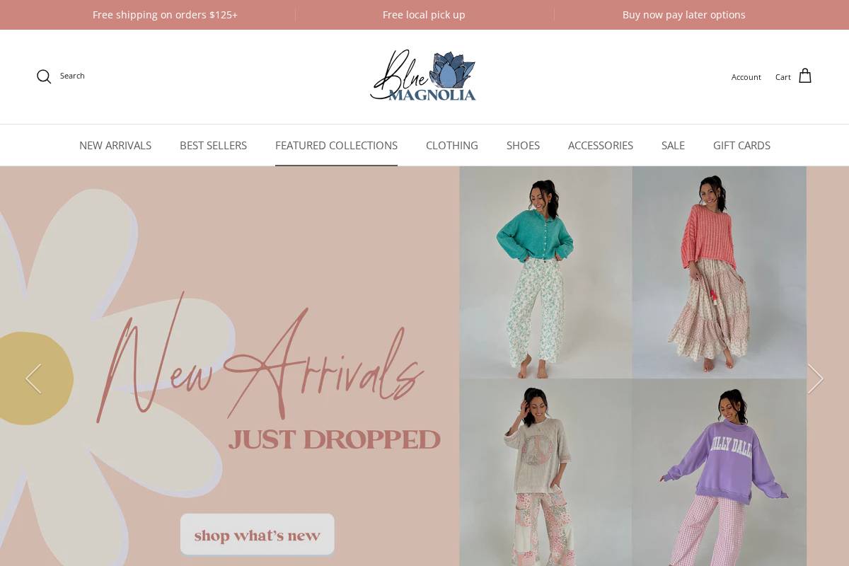 bluemagnoliaclothingco.com homepage screenshot