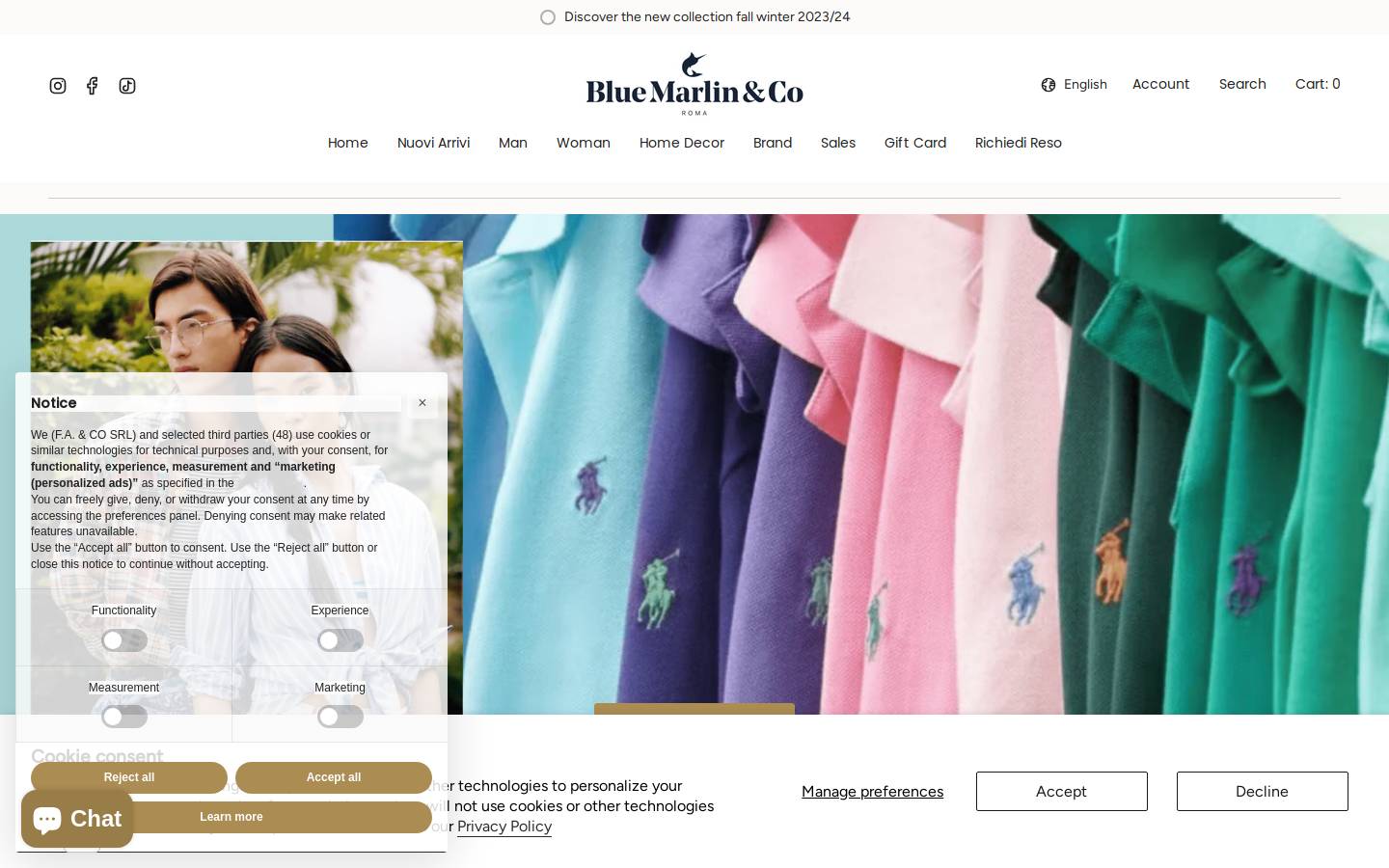Blue Marlin Roma  homepage screenshot
