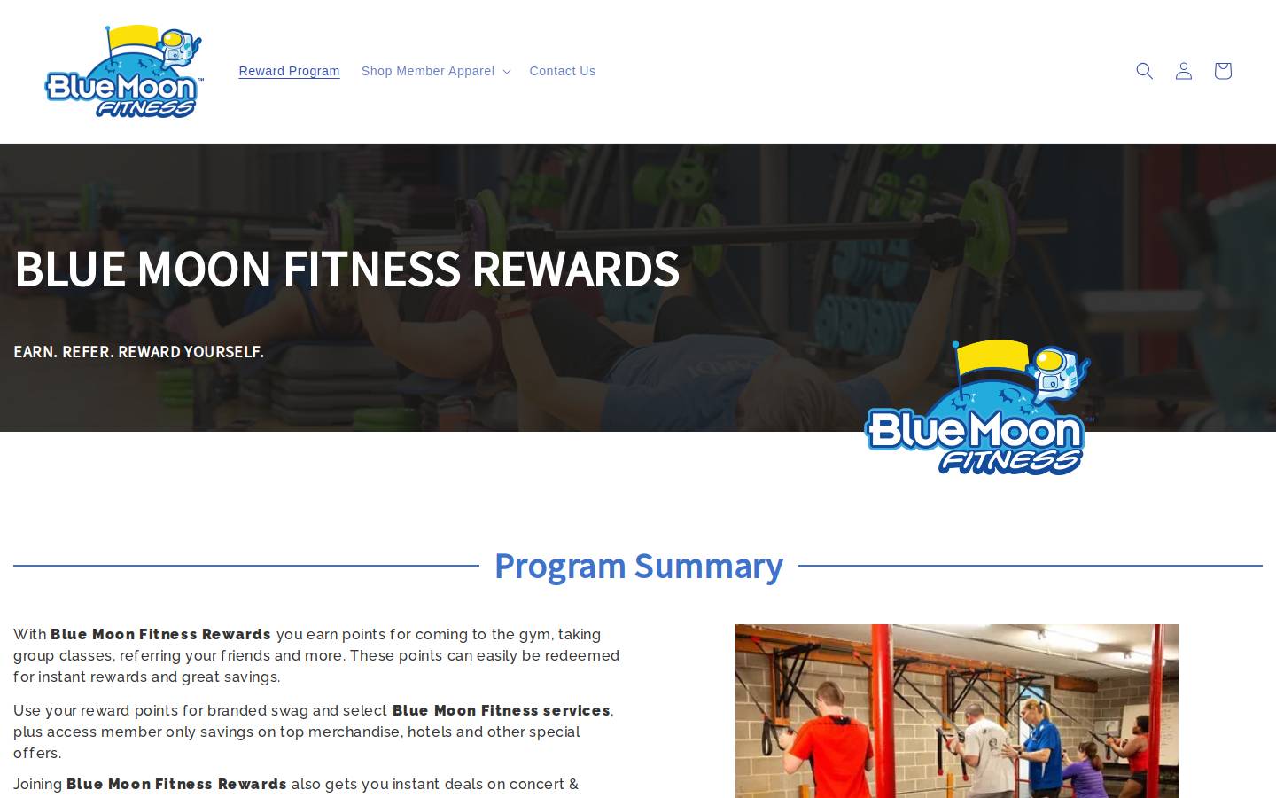 bluemoonfitnessrewards.com homepage screenshot