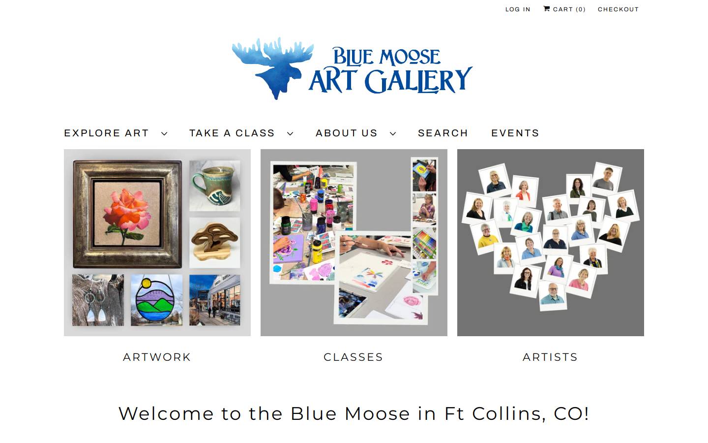 bluemooseartgallery.com homepage screenshot